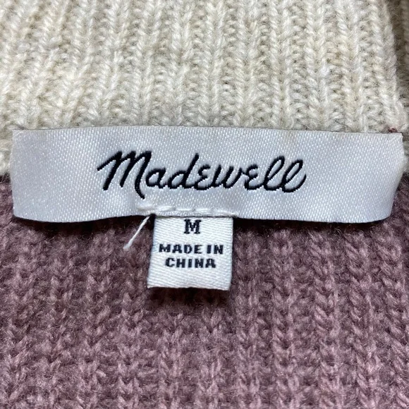 Madewell Womens Glenbrook Half Zip Merino Wool Blend Color-block Sweater‎ Size M - Picture 8 of 13